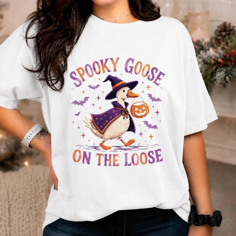 Spooky Goose Witch Halloween Shirt, Pumpkin Lover Gift, Fall Graphic Tee